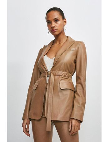 Belted Notch Neck Split Sleeve Jacket | Karen Millen