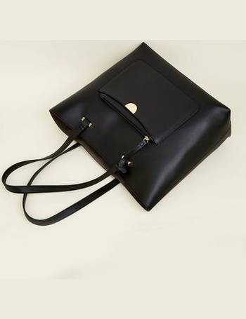 black leather look tote bag