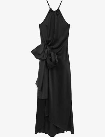 Reiss Vida Satin Halter Neck Fitted Midi Dress