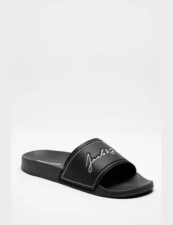 Jack & Jones Dark Brown Leather Buckle Sliders