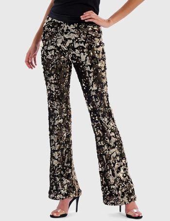 Forever Unique Trousers Womens Gold Sequin