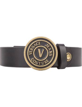 Versace Jeans Couture Black Circular V Logo Belt - Belts from  Brother2Brother UK