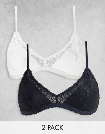 Gilly Hicks lace longline 2 pack bra in white and black
