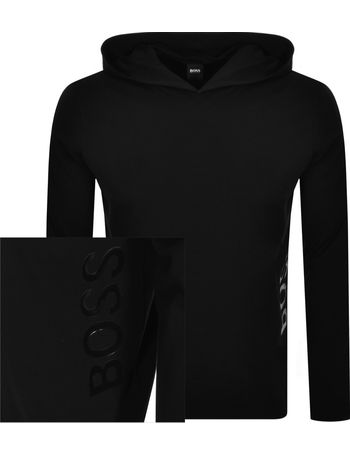 boss lounge hooded long sleeve t shirt grey