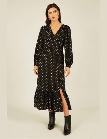 Eternal Charm Wrap Midi Dress with Front Slit in Exclusive Animal Leopard  print - Sale from Yumi UK