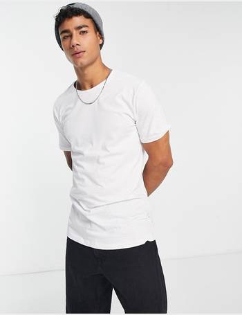 ONLY & SONS 2 pack longline curved hem t-shirt in black & white