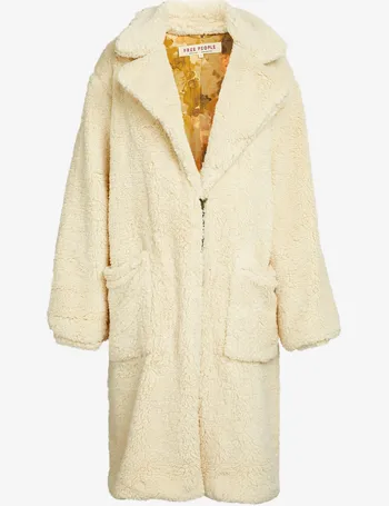 cream long teddy bear coat