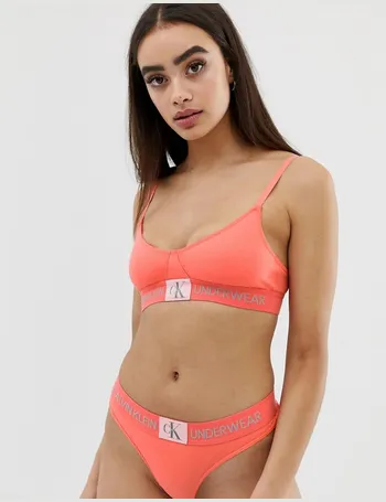 Calvin Klein unlined triangle bralette in charcoal grey