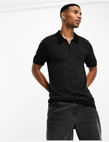 Hollister varsity logo tipping pique polo in black