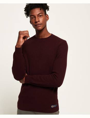 Deep Port All Sizes Superdry Academy Textured Crew Mens Jumper Knits 