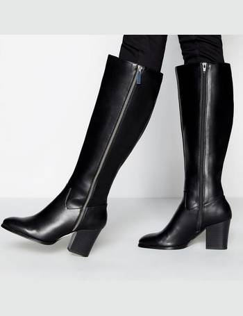 faith black leather knee high boots