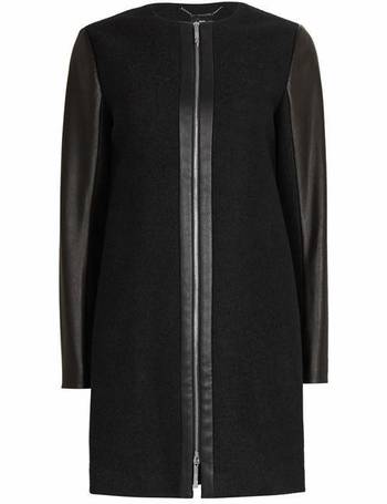 ted baker faux leather sleeve wool coat