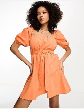 Lola May ruffle trapeze dress in orange