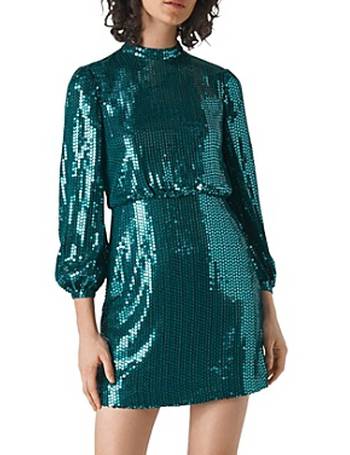 Dark Green Minimal Sequin Midi Dress, WHISTLES