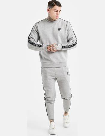 Grey Taped Hoodie And Pant Tracksuit Set