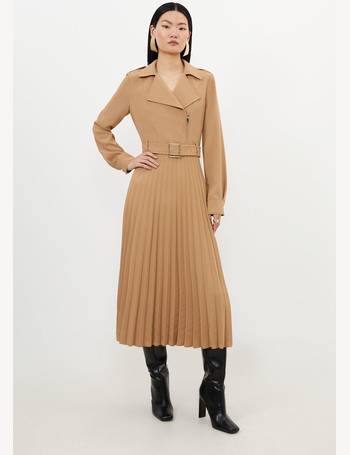 Plus Size Soft Tailored Lace Up Pleated Shirt Dress