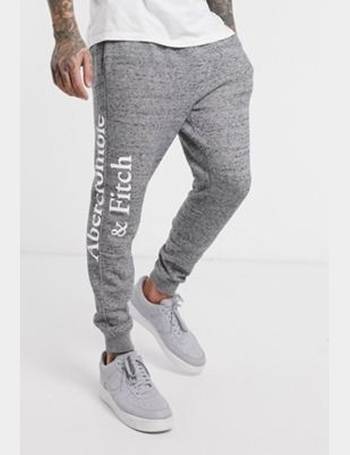 Abercrombie & Fitch logo side tape tricot cuffed joggers in black