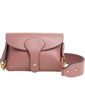 Sienna Crossbody Bag in Dark Taupe With Light Pink Leopard Strap