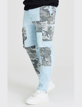 Blue Loose Fit Denim Cargo Pant