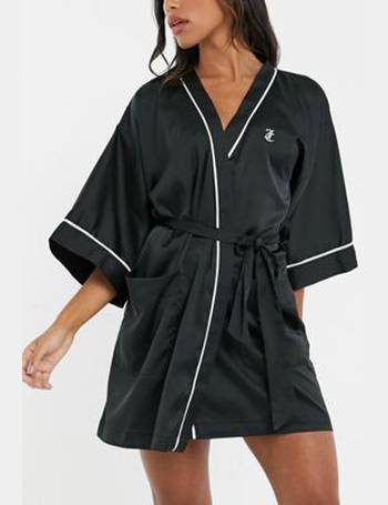 Juicy Couture co ord satin pyjama bottoms in black