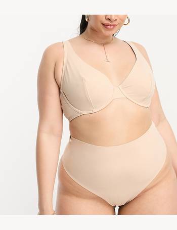 ASOS DESIGN Curve smoothing control high-waist thong in white