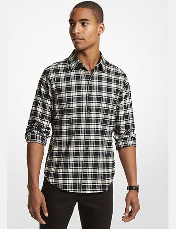 Michael kors men's stretch deals gingham check shirt