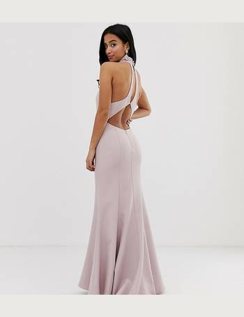 Jarlo high neck trophy maxi dress 2024 with open back detail in lemon