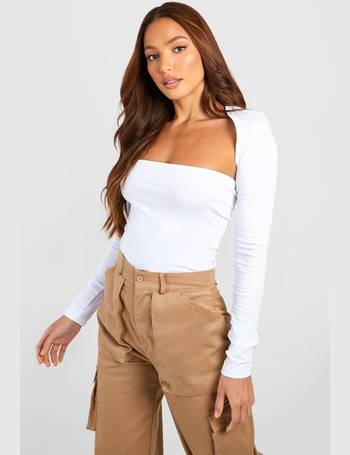 Buy Boohoo Tall Basic Cotton Blend Bandeau Bodysuit Top In White