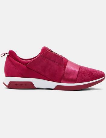 ted baker sporty strap detail blush suede trainers