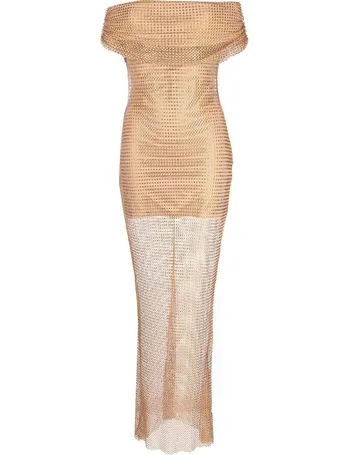 Self-Portrait Rhinestone Fishnet Maxi Dress