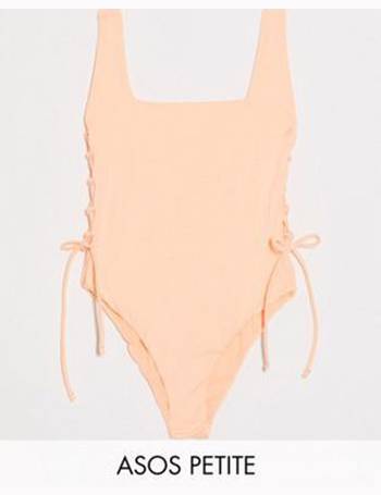 ASOS DESIGN Tall strappy low back swimsuit in white