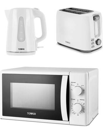 20 L Microwave Tower Black Titanium Kitchen Electrical Appliance Set a 1.7L S/S Jug Kettle a 2 Slice Toaster and a Black Solo Manual 800 W