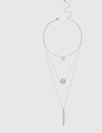 £15.00 Dorothy Perkins Orange & Silver Modern Scarf Necklace New 