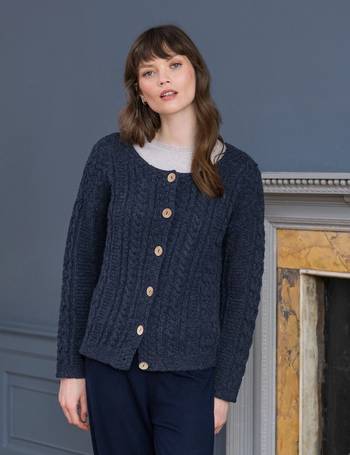 Pure Wool Cable Knit V-Neck Cardigan, Celtic & Co.