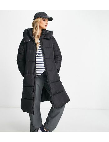 Maternity Black Faux Fur Hood Belted Puffer Coat