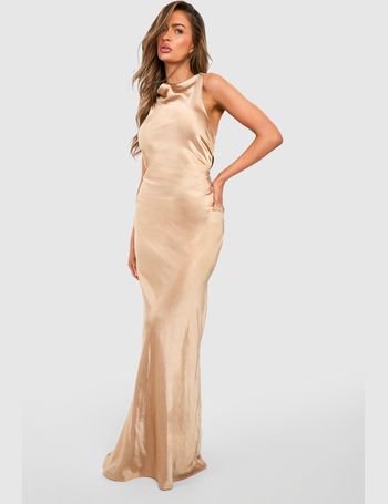 4th & Reckless Cut Out Contrast Lace Trim Satin Maxi Dress in