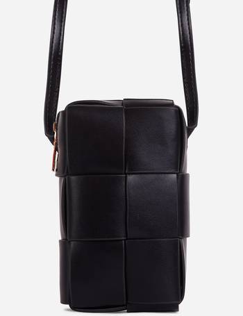 EGO x Molly Mae curved cross-body bag with front flap and ring detail in  black croc