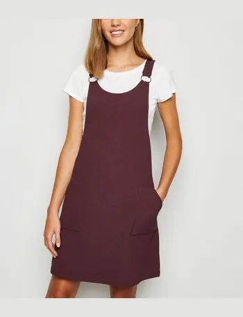 new look burgundy pinafore