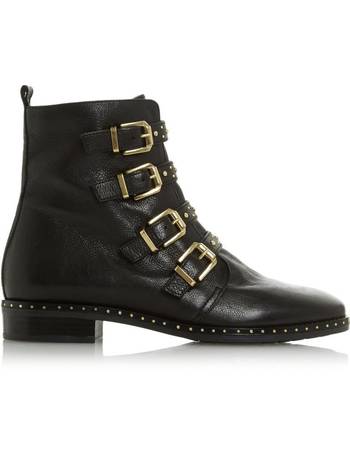 Dune raffi black leather studded zip front hotsell ankle boot