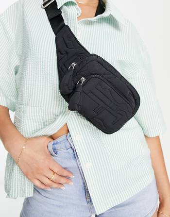 TOPSHOP Sunni Slouchy Nylon Quilt Shoulder Bag in Black