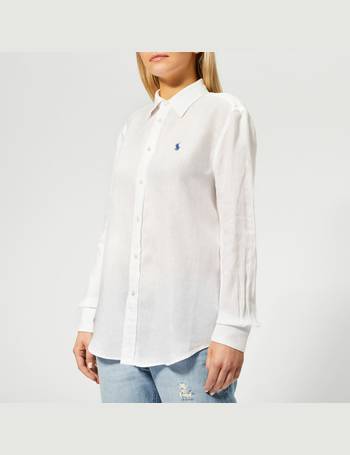 Shop Polo Ralph Lauren Women's White Linen Shirts up to 45% Off | DealDoodle