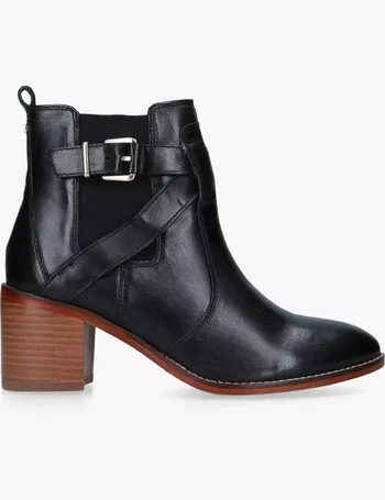 carvela smart block heeled ankle boots black leather