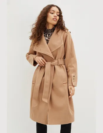 dorothy perkins camel wrap coat