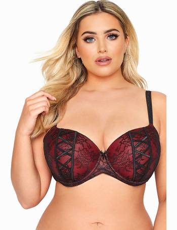 Plus Size Red Boudoir Lace Lattice Halter Neck Non-Padded Non-Wired Bralette