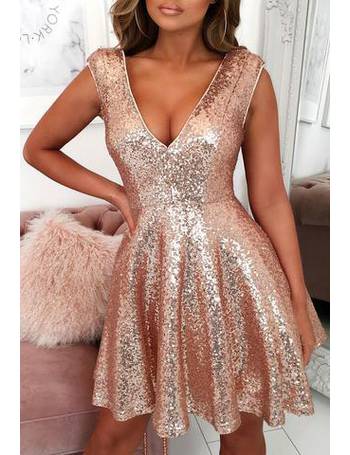 platinum love rose gold sequin long sleeve mini dress