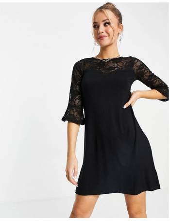 Lipsy 2 In 1 Lace Detail Dress With Pleated Skirt In Multi in Black
