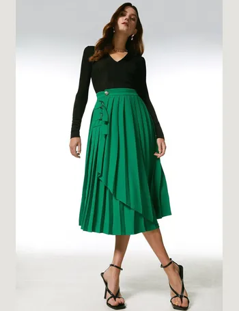 Lydia Millen Plus Size Linen Pleated Midi Skirt | Karen Millen