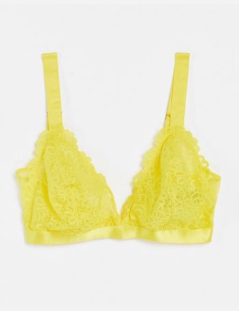 We Are We Wear Fuller Bust lace triangle bralet in yellow