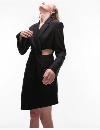 Topshop pleated blazer dress in black