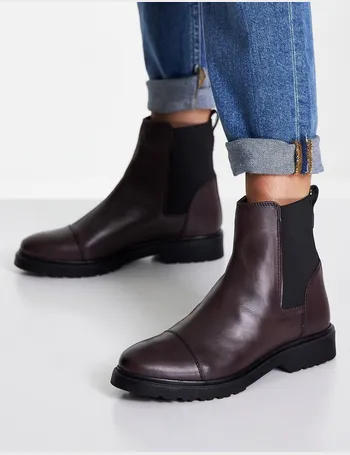 dune flat chelsea boots in black leather